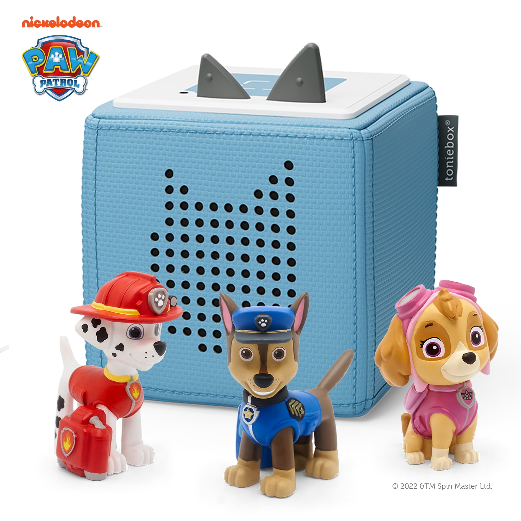 Tonies Paw Patrol Toniebox Audio Player Bundle with Chase, Skye, &  Marshall, for Kids 3+, Light Blue