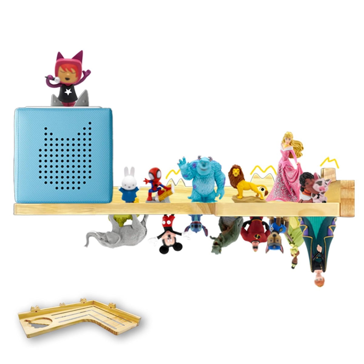 for Tonies Shelf - Wood Shelf for Tony Box Storage, Wooden Floating Shelves for Tonies Storage, Wall Shelves with Magnetic Strips to Display Toniebox Figures & Characters (Average)