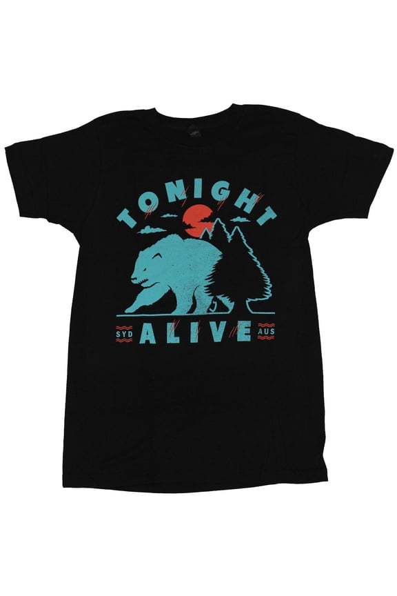 Mens T-Shirt - Big Blue Bear In the Woods Word Logo (X-Small)