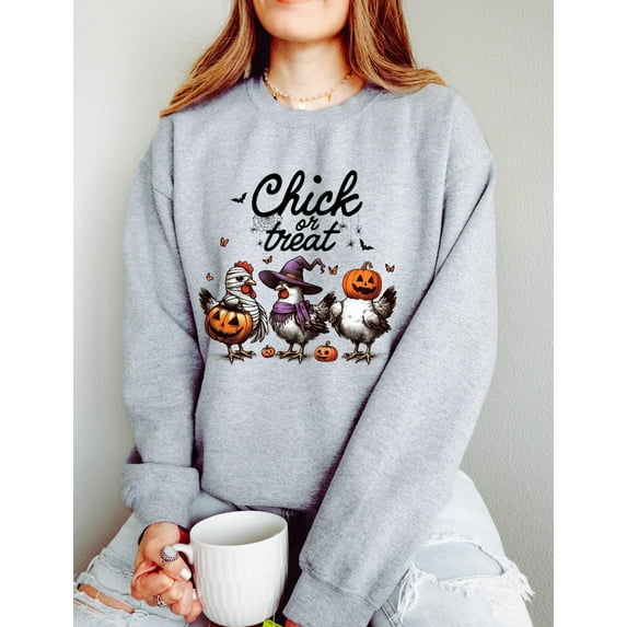 Tonight We Fly Chicken Sweatshirt – Funny Witchy Chickens Crewneck, Cozy Farmhouse Fall Outfit, Spooky Broomstick Graphic