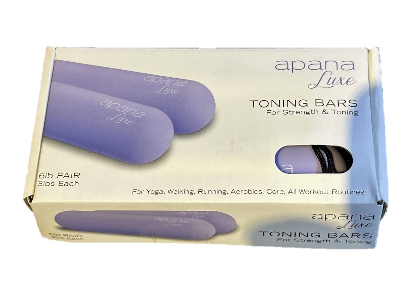 Toning Bars By Apana Luxe, 6 lb Pair, 3 lbs Each, For Yoga, Walking, Running & Aerobics, Lavender