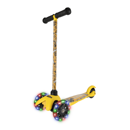 Tonka 3 Wheel Tilt and Turn Kick Scooter for Boys and Girls Ages 3 Plus, Light-up Wheels with Rear Foot Brakes, Yellow