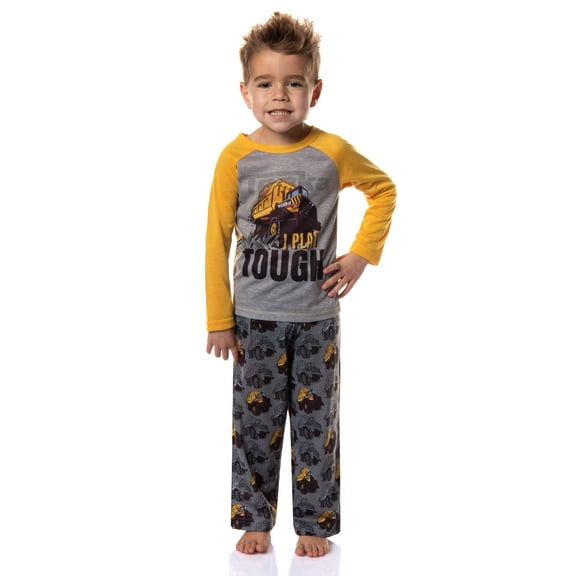Tonka Dump Truck Toddler Boys' I Play Tough 2 Piece Raglan Long Sleeve Pajama Pant Sleep Set Loungewear