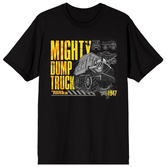 Tonka Mighty Dump Truck Adult Black Crew Neck Short Sleeve T-shirt-Large