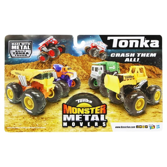 Tonka Monster Metal Movers Combo Pack - City Service (Garbage Truck & Cement Mixer) - 3" Tall,  Great Gift, Kids Ages 3+
