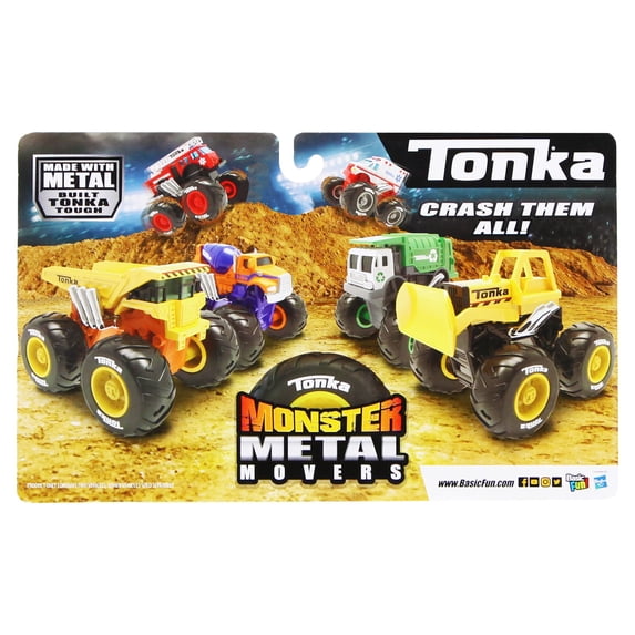 Tonka Monster Metal Movers Combo Pack - City Service (Garbage Truck & Cement Mixer) - 3" Tall, Great Gift, Kids Ages 3+