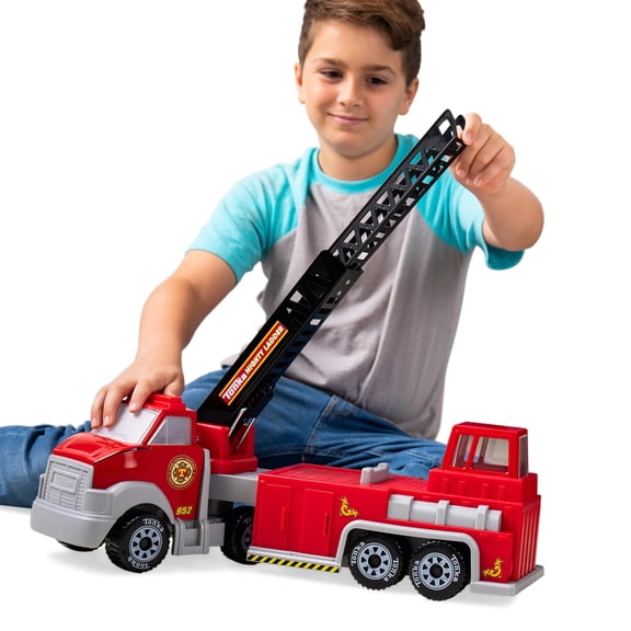 Tonka Steel Classics, Hook N&rsquo; Ladder Fire Truck&ndash; Made with Steel & Sturdy Plastic, red Friction Powered, Boys and Girls, Toddlers Ages 3+, Big fire Truck, Toddlers, Birthday Gi