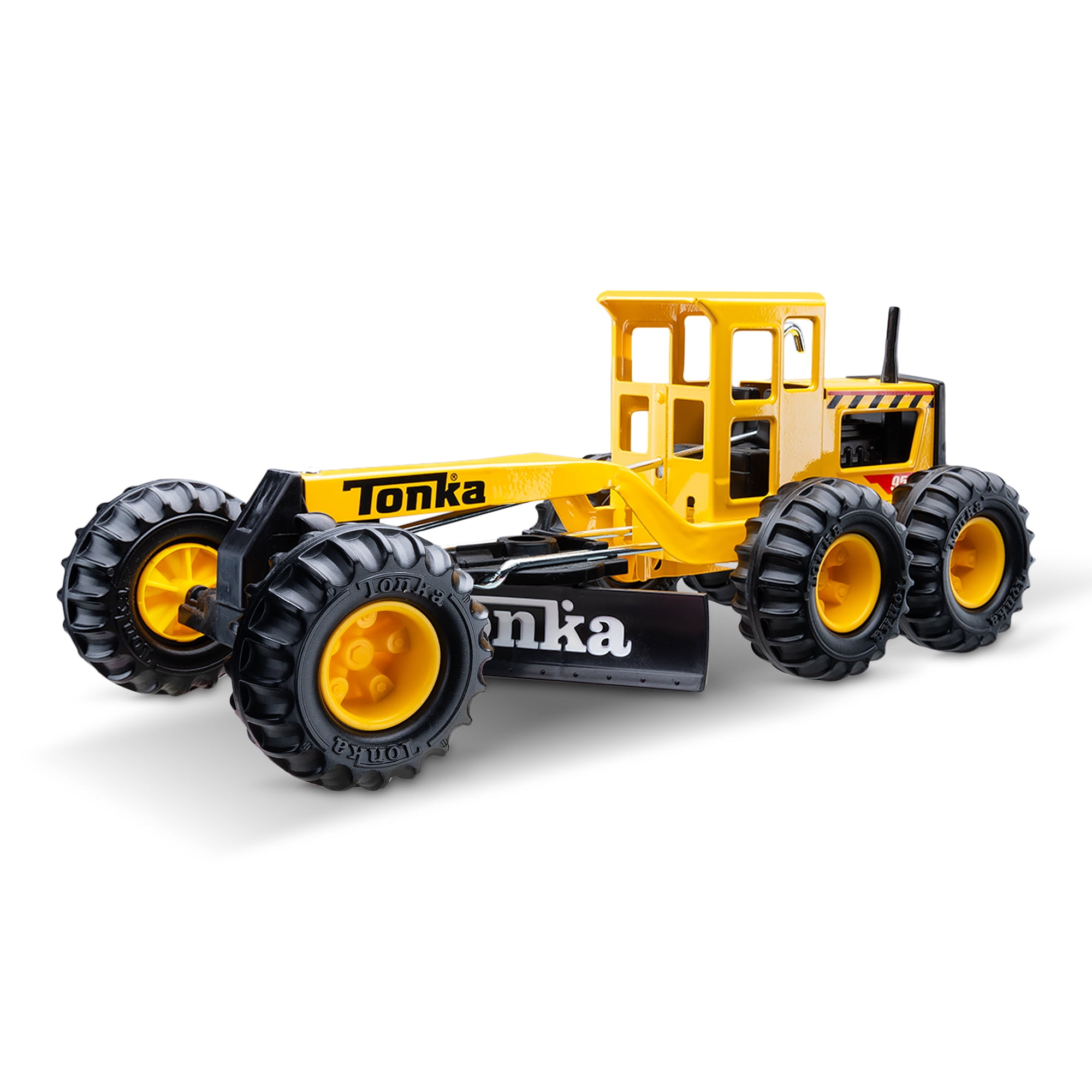 Tonka Steel Classics Road Grader ,Toy Vehicle, 17" Long, Moveable Blade & Lever Axle Steering, Kids Ages 3+