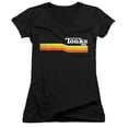 thumbnail image 1 of Tonka Tonka Stripe Junior Women's V-Neck T-Shirt Black, 1 of 1