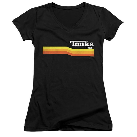 Tonka Tonka Stripe Junior Women's V-Neck T-Shirt Black
