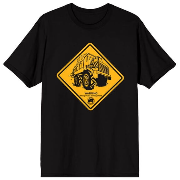 Tonka Warning Heavy Truck Turning Adult Black Crew Neck Short Sleeve T-shirt-XL