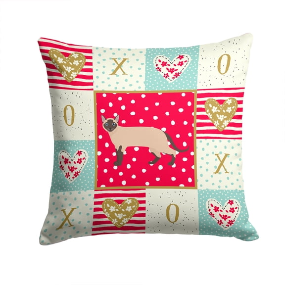 Tonkinese Cat Love Fabric Decorative Pillow Red