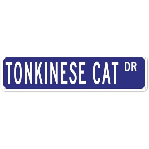 Tonkinese Cat Street Sign Animal Warning Metal Sign 4"x16" Customized Fade Resistant Metal Tin Sign Retro Wall Art Decor for Bar Cafe Pub Garage Kitchen