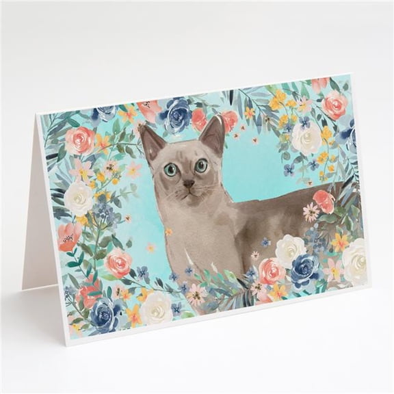 Tonkinese Spring Flowers Greeting Cards & Envelopes - Pack of 8
