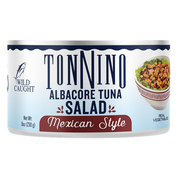 Tonnino Premium Albacore Tuna Salad Mexican Style with Beans, Peppers, and Sweet Corn, 8oz can, Gluten free