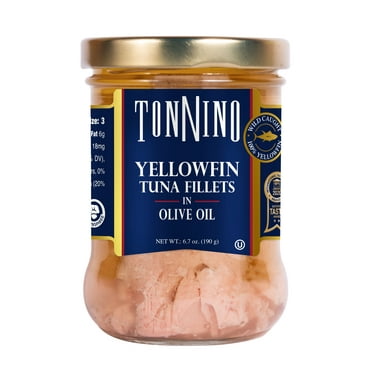 Tonnino Premium Yellowfin Tuna Fillet in Olive Oil, 6.7 oz, Jar, Wild Caught