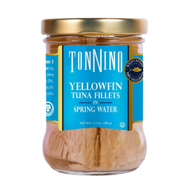 Tonnino Premium Yellowfin Tuna Fillet in Spring Water, 6.7 oz, Jar