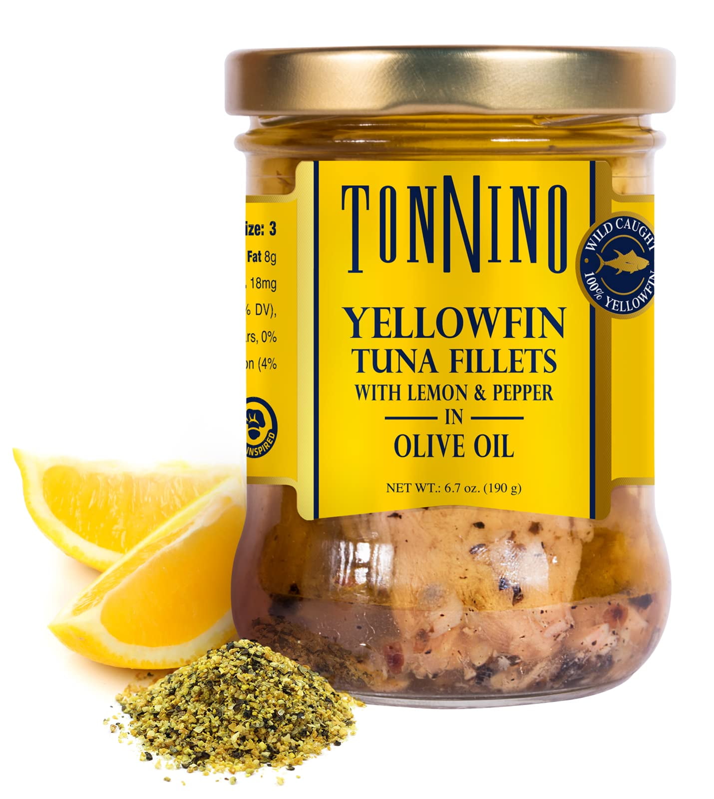 Tonnino Tuna Fillets Low Calorie and Gluten Free Yellowfin Jarred