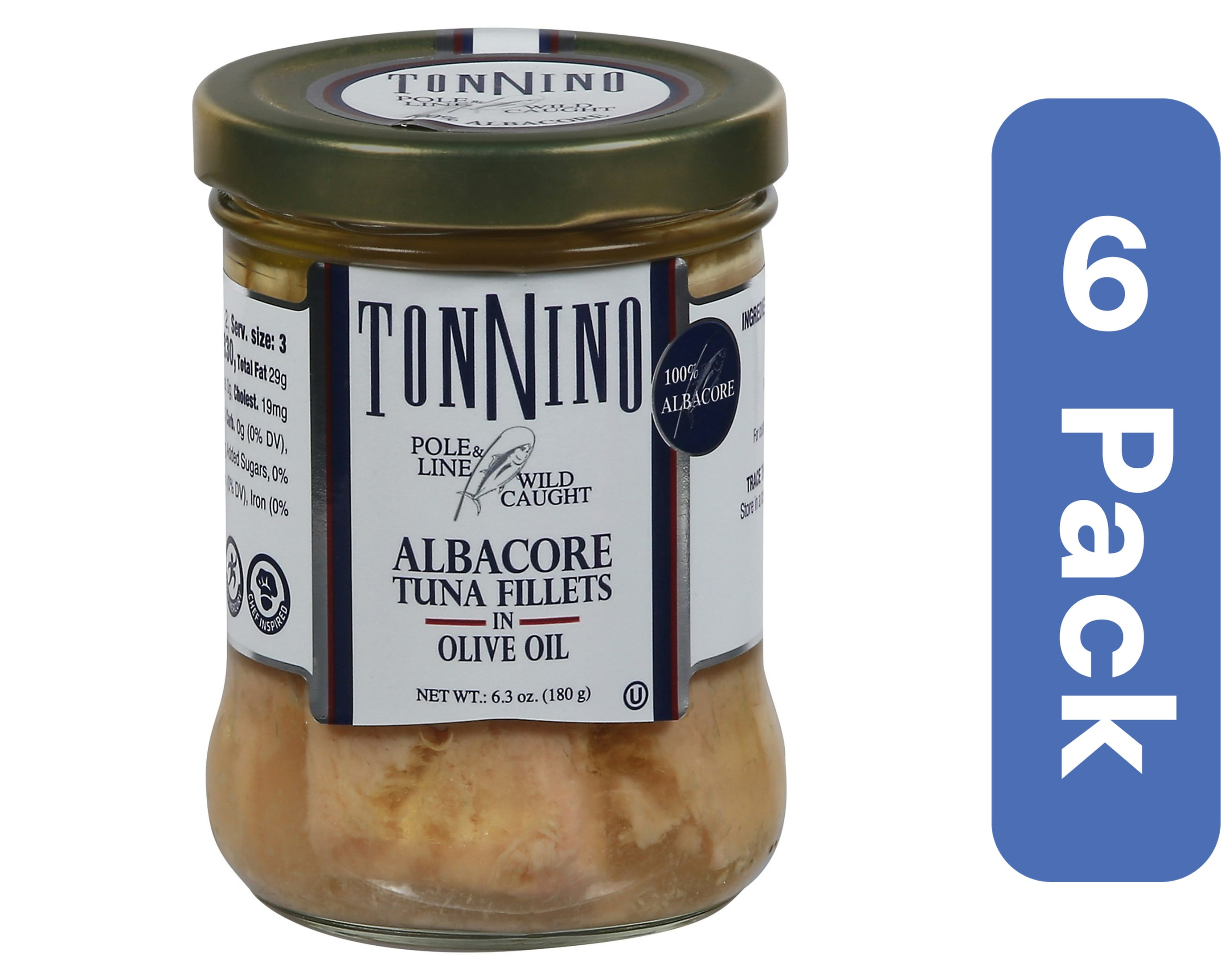 Tonnino Tuna Fillets in Olive Oil 6.3 oz (Pack of 6)