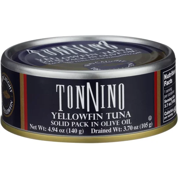 Pack of 12, Tonnino Yellowfin Tuna Solid Pack in Olive Oil, 4.94 oz