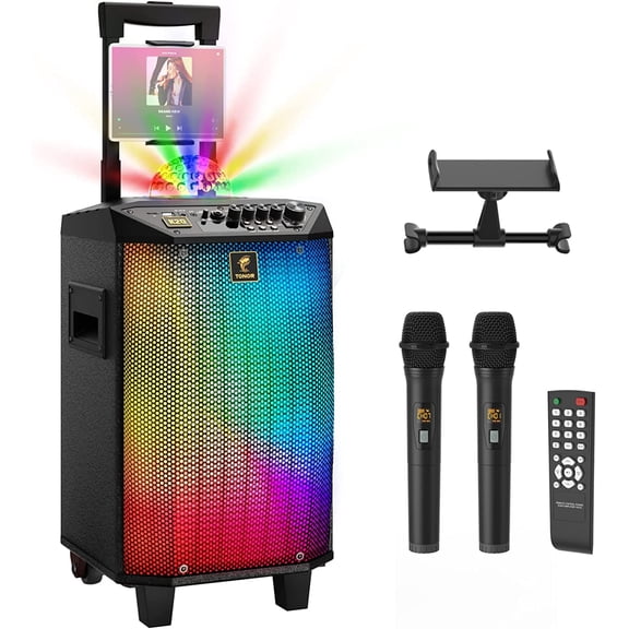 Tonor Portable Bluetooth Wireless Karaoke Machine with 2 Wireless Microphones, Black