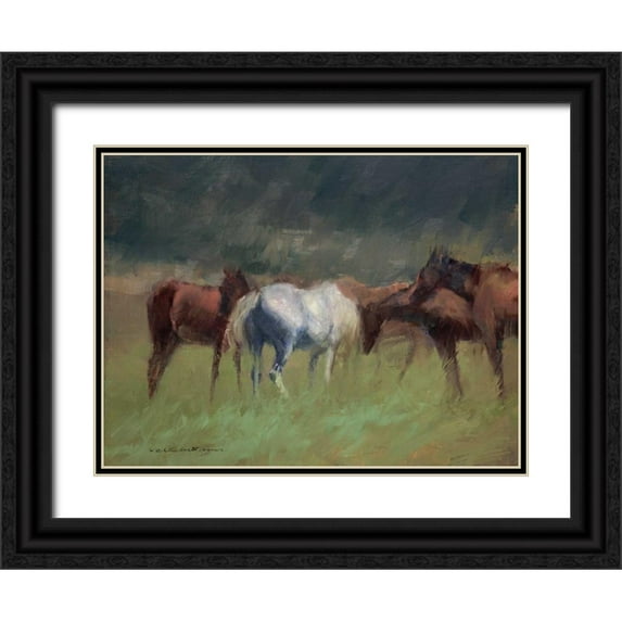 Tonov, Valtcho 24x19 Black Ornate Wood Framed with Double Matting Museum Art Print Titled - Southern Horses