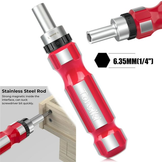 Tonsiki 1/4" Bit Driver Screwdriver Bit Holder,Ratcheting Screwdriver Handle for