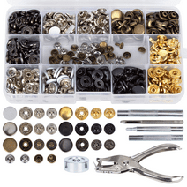 Tonsiki 146 Set Snap Fasteners Kit + Leather Rivets, Snap Buttons Press Studs, Double Cap Rivet Fixing Tools