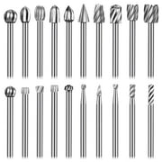 Tonsiki 20Pcs Tungsten Carbide Rotary Burr Set, Wood Carving Bits Set, 1/8 Inch(3mm) Shank Rotary Tools Accessories