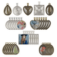 thumbnail image 1 of Tonsiki 60pcs 5 Styles Pendant Trays with Glass Cabochon for Jewelry Making, DIY Crafts, Charm Necklaces Making kit, 1 of 7