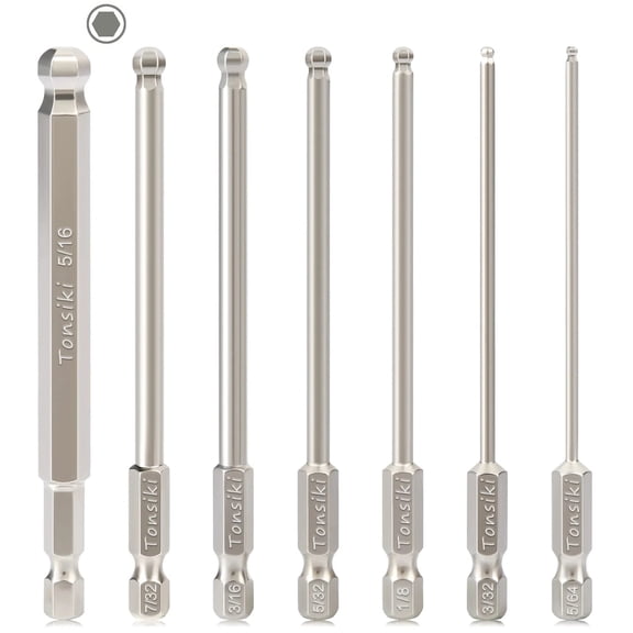 Tonsiki Ball End Hex Allen Wrench Drill Bit Set,7PCS Metric Ball End Hex Bit Set Allen Key Bit Set