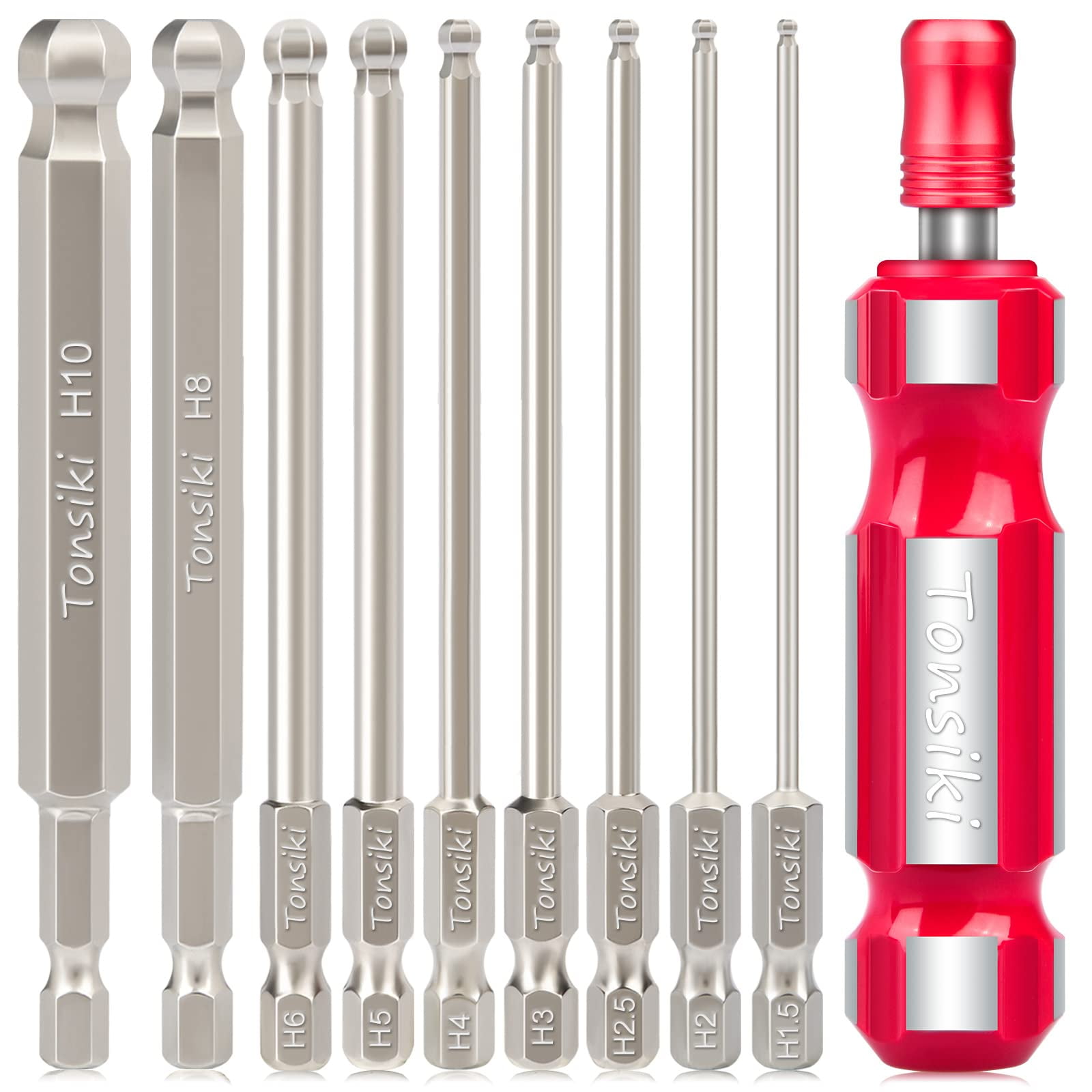 Tonsiki Ball End Screwdriver Bit Set,Hex Bit Set with 1/4'' Quick
