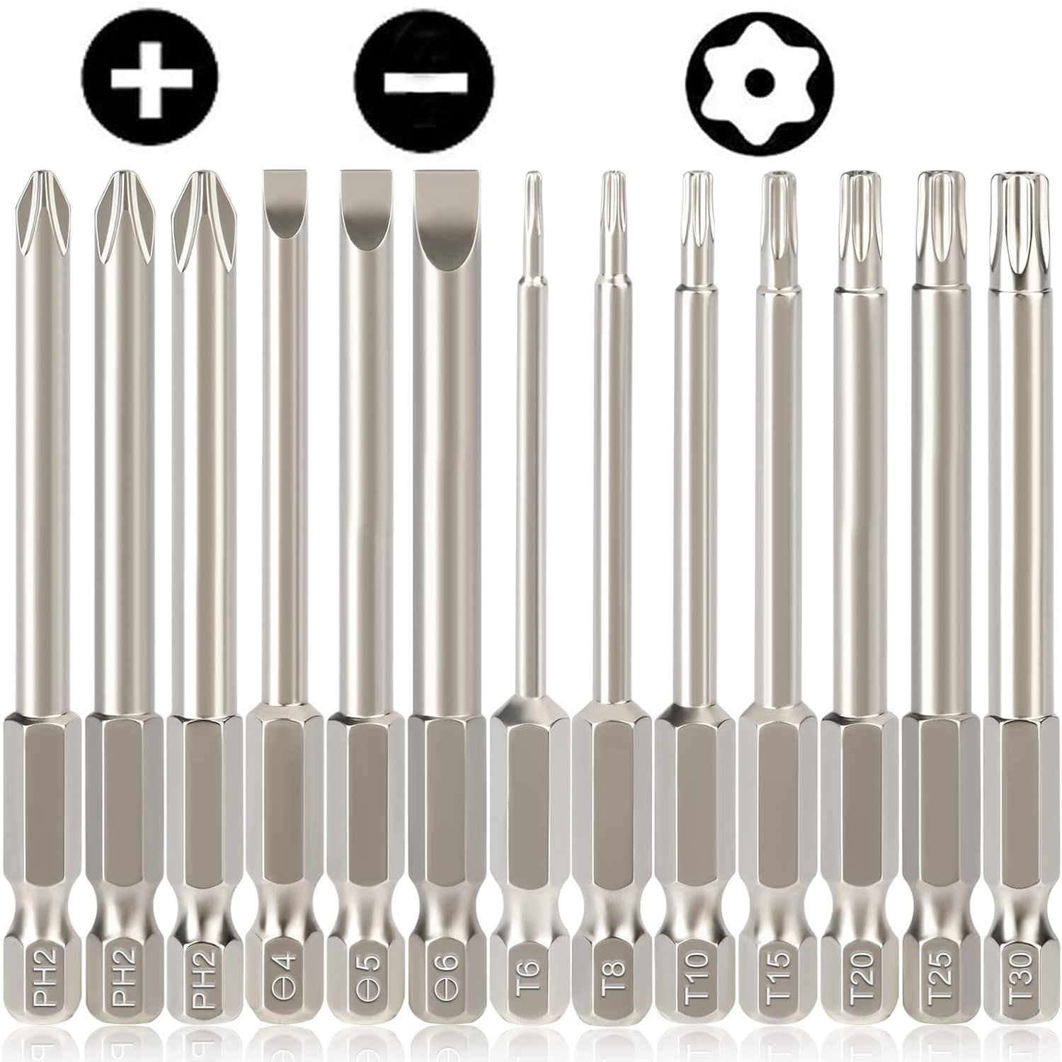 Tonsiki Tamper Proof Torx Bit Set,13Pcs Torx Phillips Slotted