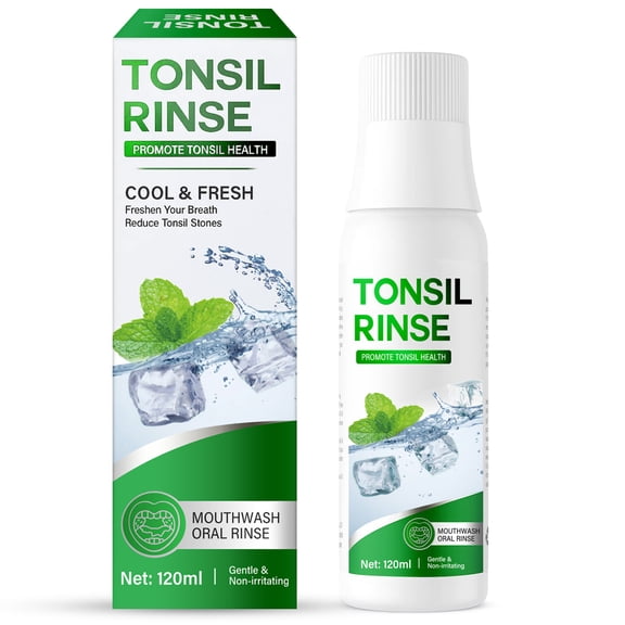 Tonsil Stone Mouthwash, Tonsil Stone Remover, Mint Daily Mouthwash and Oral Rinse Liquid to Freshen Breath and Relieve Dry Mouth, 120ml