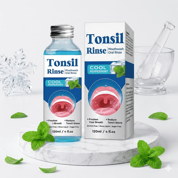 Tonsil Stone Mouthwash, Tonsil Stone Remover, Oral Rinse Liquid, Targeted Cleansing Spray to Clear Oral Debris & Refresh Breath – Natural Mint Formula for Long-Lasting Freshness – Alcohol-Free – 50ml