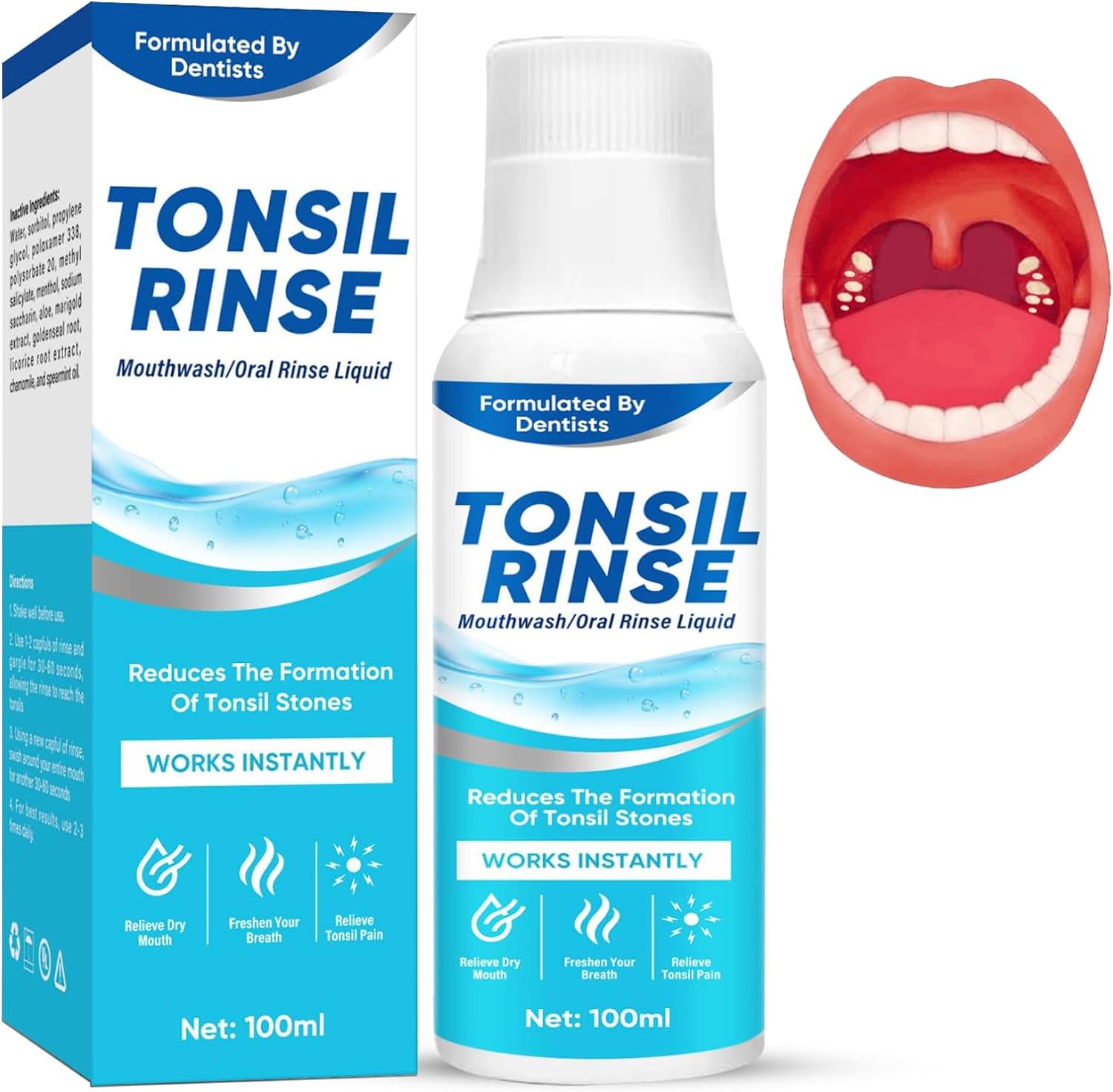 Tonsil Stone Remover, Natural Mouthwash Oral Rinse Liquid to Soothe
