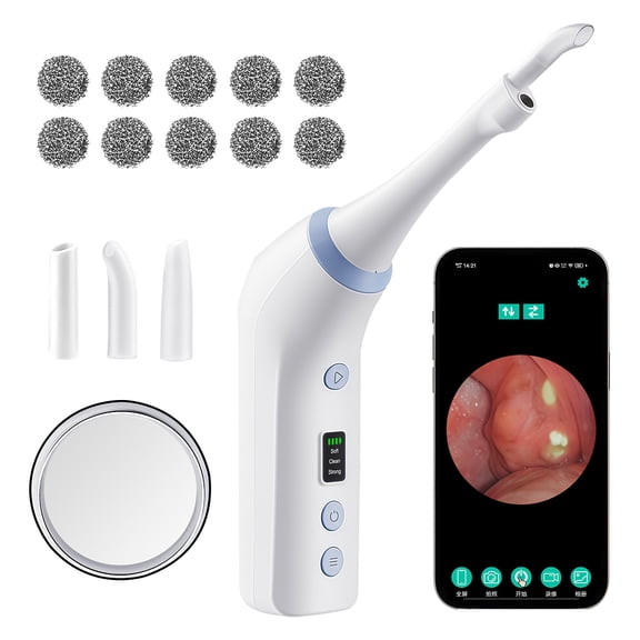 Tonsil Stone Remover Tool, Electric Tonsil Stone Removal Kit, Tonsil Stone Vacuum with 300K HD Camera and 3 Suction Modes,Makeup Organizers
