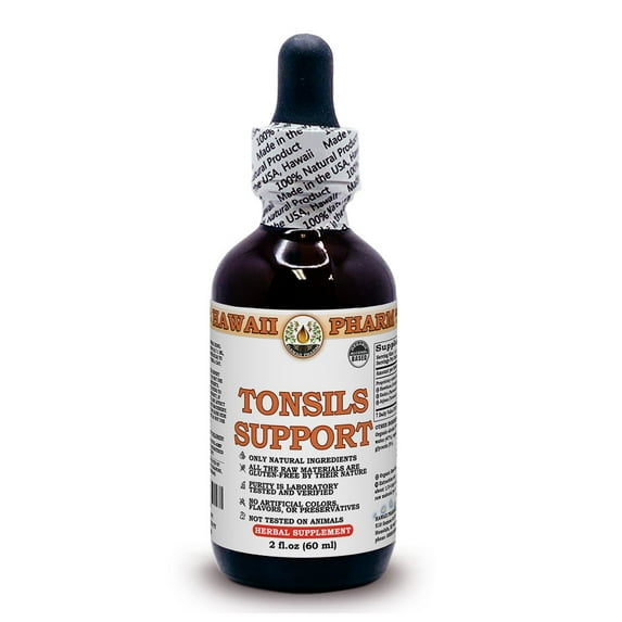 Tonsils Support Liquid Extract Tincture. Expertly Extracted by Trusted HawaiiPharm Brand. Absolutely Natural. Proudly made in the USA. Tincture 2 Fl.Oz