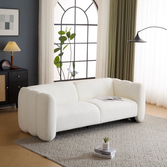 Tonson 83" 3-Seater Boucle Sofa,Wave Design, Living Rooms,Bedrooms,Apartment Office,WHITE