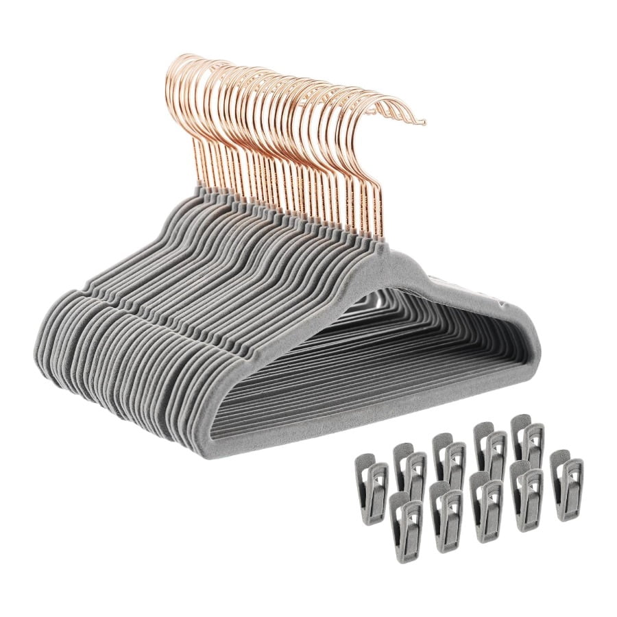 Tonswachic Baby Velvet Hangers 30 Pack - 11 Inch Premium Felt Non Slip Kids Hanger for Infant & Toddler Clothes - 0.2" Slim Space-Saving Baby Felt Hangers for Children's Closet with 10 Clips - Beige