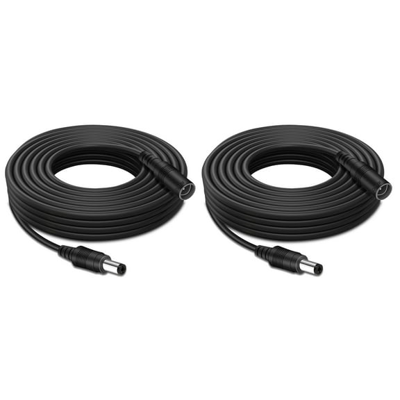 Tonton 2 Pack 3.3FT DC Power Extension Cable 5.5 mm x 2.1 mm 12V/24V Black AC DC Adapter Cords