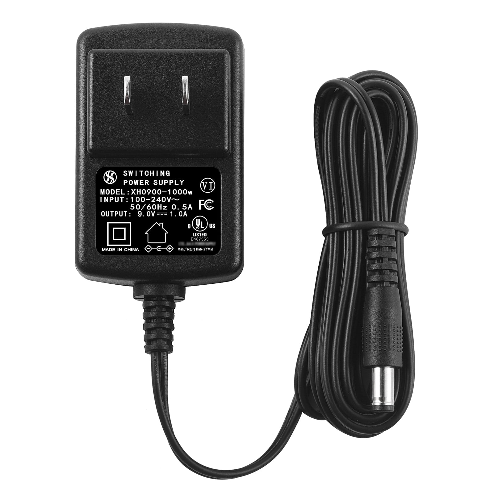 Tonton DC 9V 1A Power Supply Adapter - Center Positive,6.8FT Wall Charger with 1 to 5 Splitter Cable