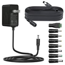 Tonton Universal AC 12V Volt 1A Power Supply Cord Adapter Plug Chargers with 10m DC Cable and 8 Tips