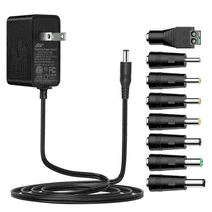 Tonton Universal AC DC 12V 1A/1000mA 12W Power Supply Cord Adapter Charger with 8 Variable Plug Tips