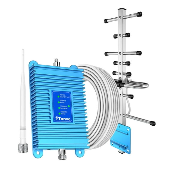 Tonve Cell Phone Signal Booster Kit, Boosts 4G 5G LTE Data for Verizon AT&T and All U.S. Carriers, FCC Certified