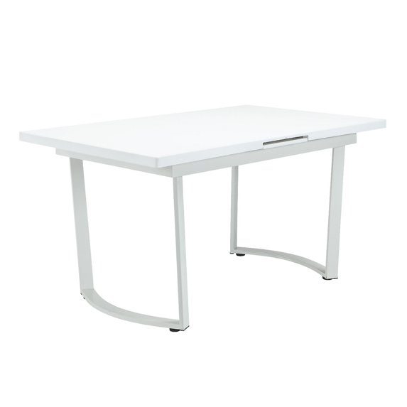 Tony 72 Inch Rectangular Wood Dining Table, Leaf Extension, Metal, White