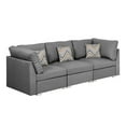thumbnail image 1 of Tony 95 Inch Modern Sofa with 3 Throw Pillows, Gray Fabric Upholstery- Saltoro Sherpi, 1 of 5