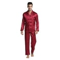 thumbnail image 1 of Tony & Candice Men's Classic Satin Pajama Set Adult Sleepwear (Medium, Burgundy), 1 of 4