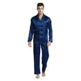 thumbnail image 1 of Tony & Candice Men's Classic Satin Pajama Set Adult Sleepwear (XX-Large, Navy Blue), 1 of 4
