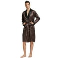 thumbnail image 1 of Tony & Candice Men's Satin Robe with Shorts Set Kimono Bathrobe (Medium, Chestnut), 1 of 3